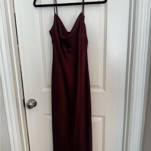 Express Satin Slip Midi Dress in maroon size small NWOT